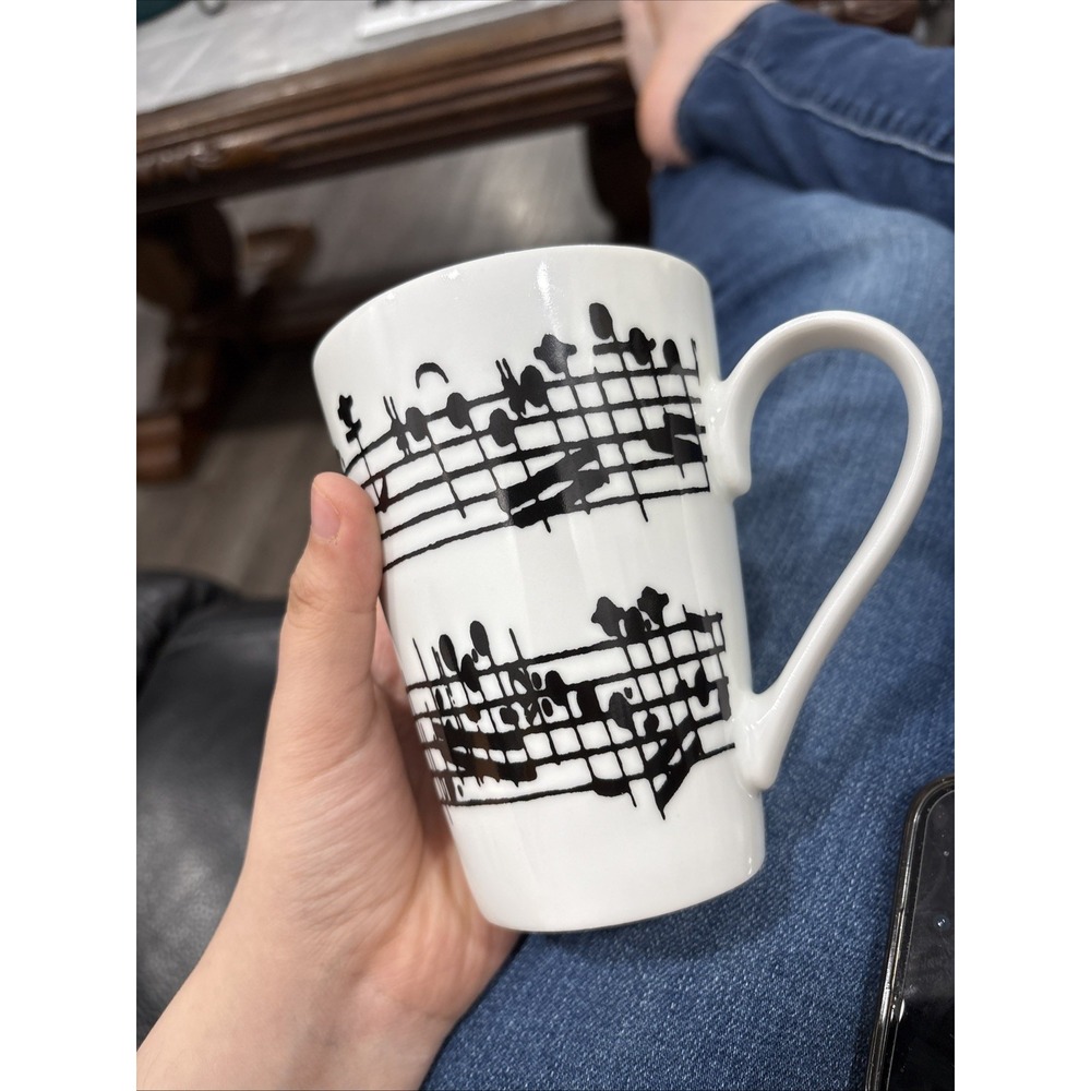 Zrike Ceramic White Piano Music Note Porcelain Coffee Mug Cup